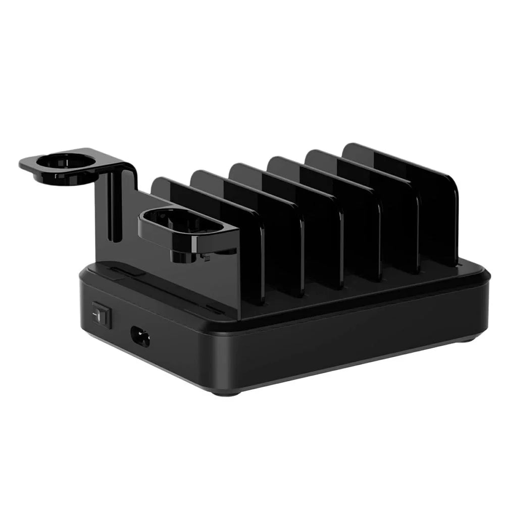 018-3PD-2 6 Ports USB Charging Station 110W PD QC 3.0 Smart Charging Dock for iPhone / iPad / iWatch / AirPods - Black / EU Plug - 1