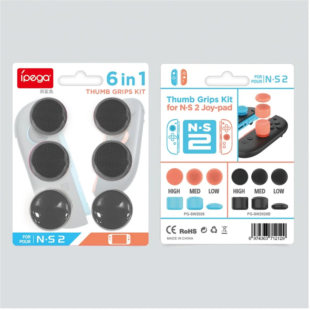 IPEGA PG-SW2026B 6Pcs / Set For Nintendo Switch 2 Joystick Caps High Medium Low Thumb Grips - 6
