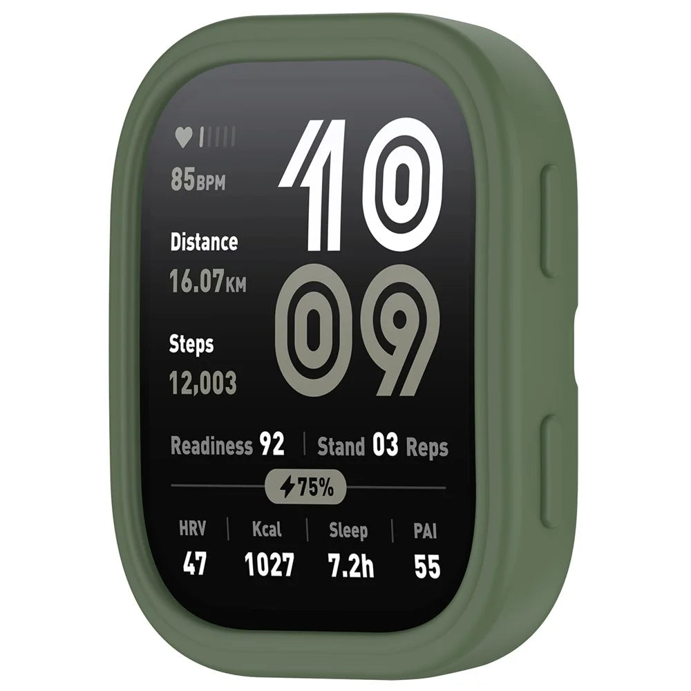 For Huami Amazfit Bip 6 (A2435) Watch Case Soft Silicone Hollow Watch Frame Cover - Dark Green - 2