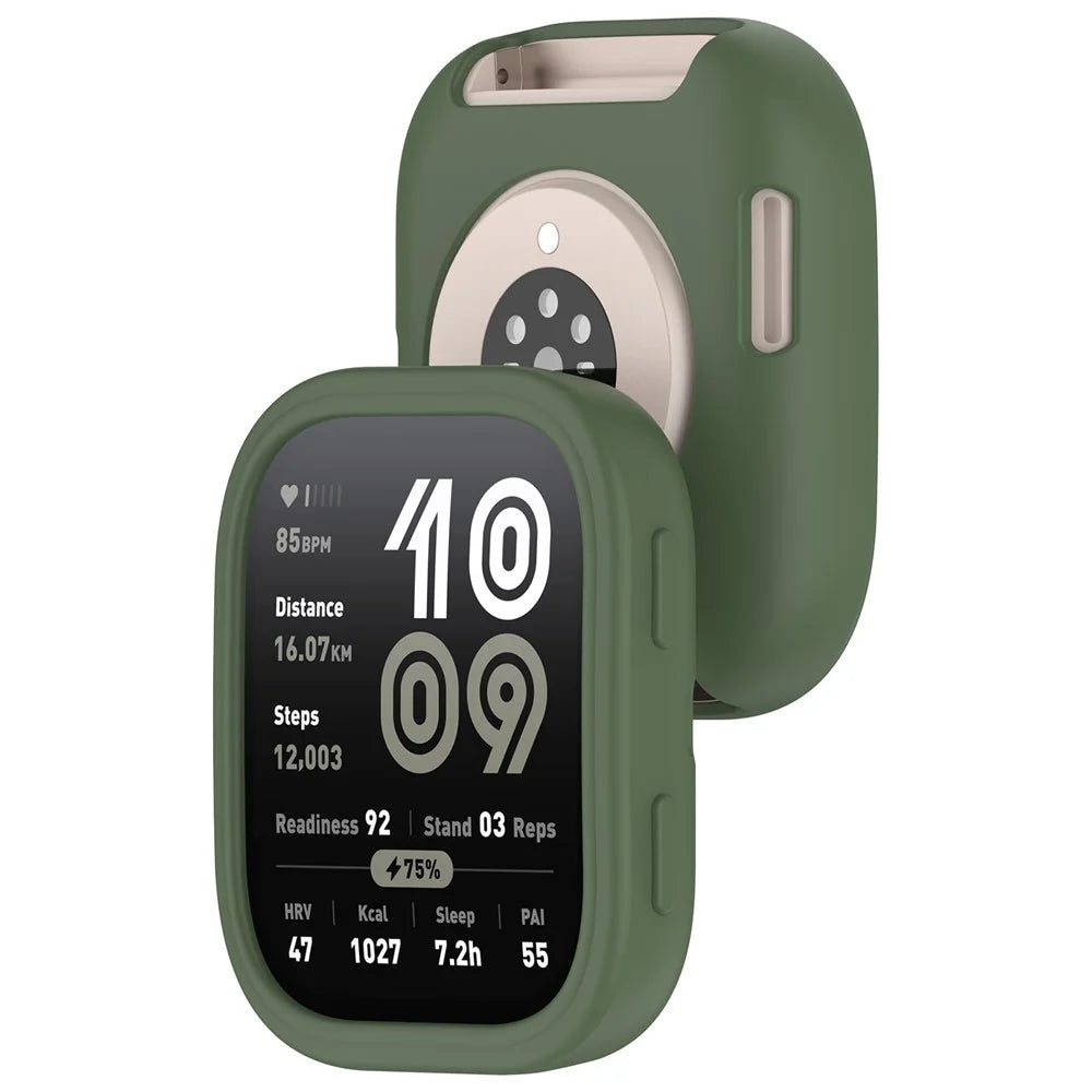 For Huami Amazfit Bip 6 (A2435) Watch Case Soft Silicone Hollow Watch Frame Cover - Dark Green - 3