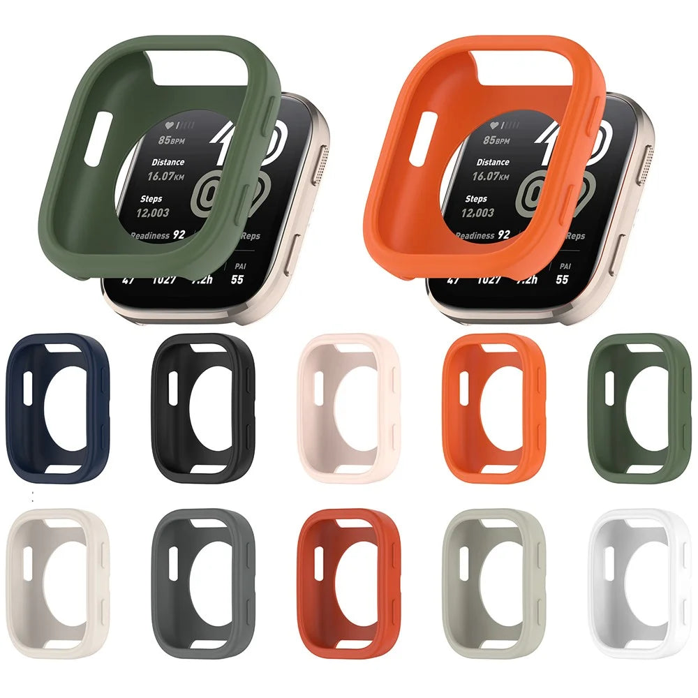 For Huami Amazfit Bip 6 (A2435) Watch Case Soft Silicone Hollow Watch Frame Cover - Dark Green - 7