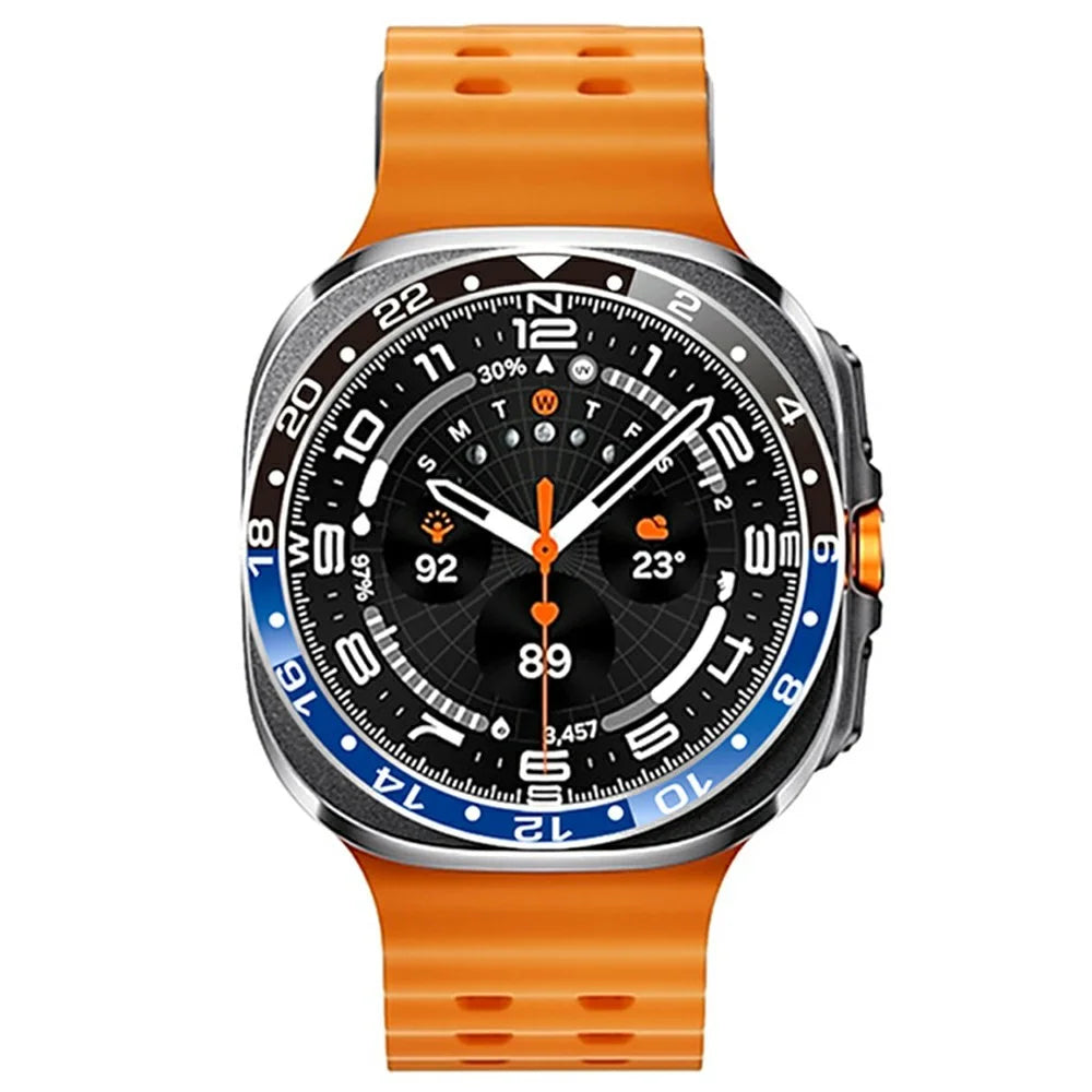 For Samsung Galaxy Watch Ultra 47mm Bezel Ring Aluminum Alloy Dual Color Protective Cover - Black + Blue - 3