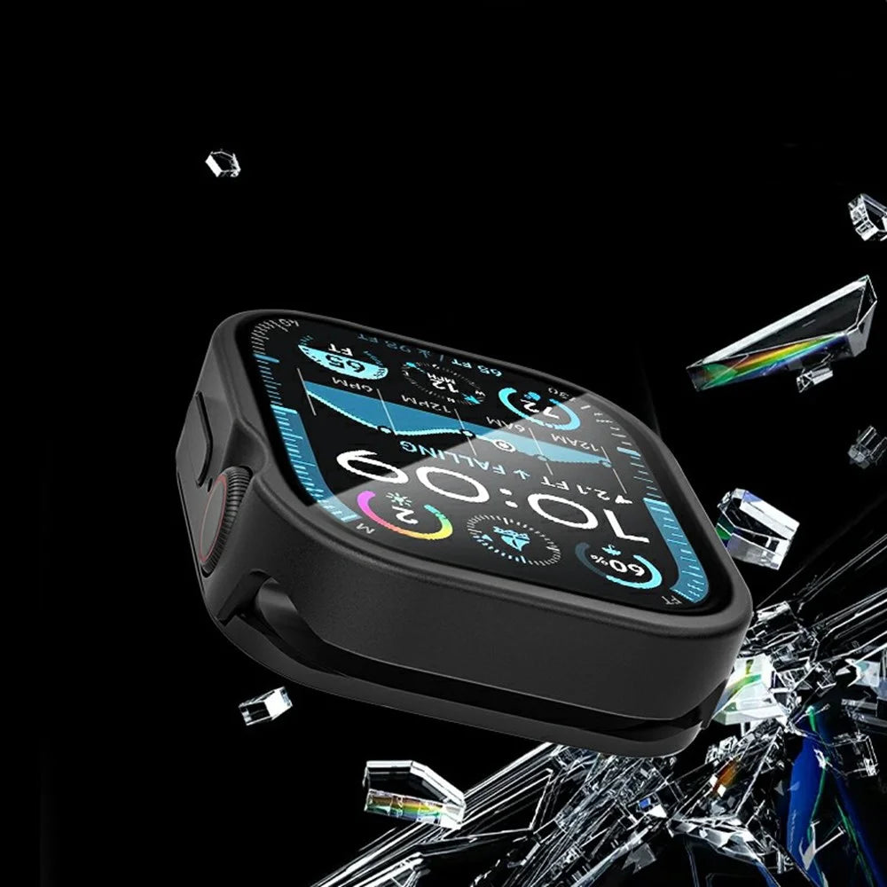 For Apple Watch Series 11 / 10 46mm Metal Case with Glass Film, Smart Watch Protective Cover - Black - 4