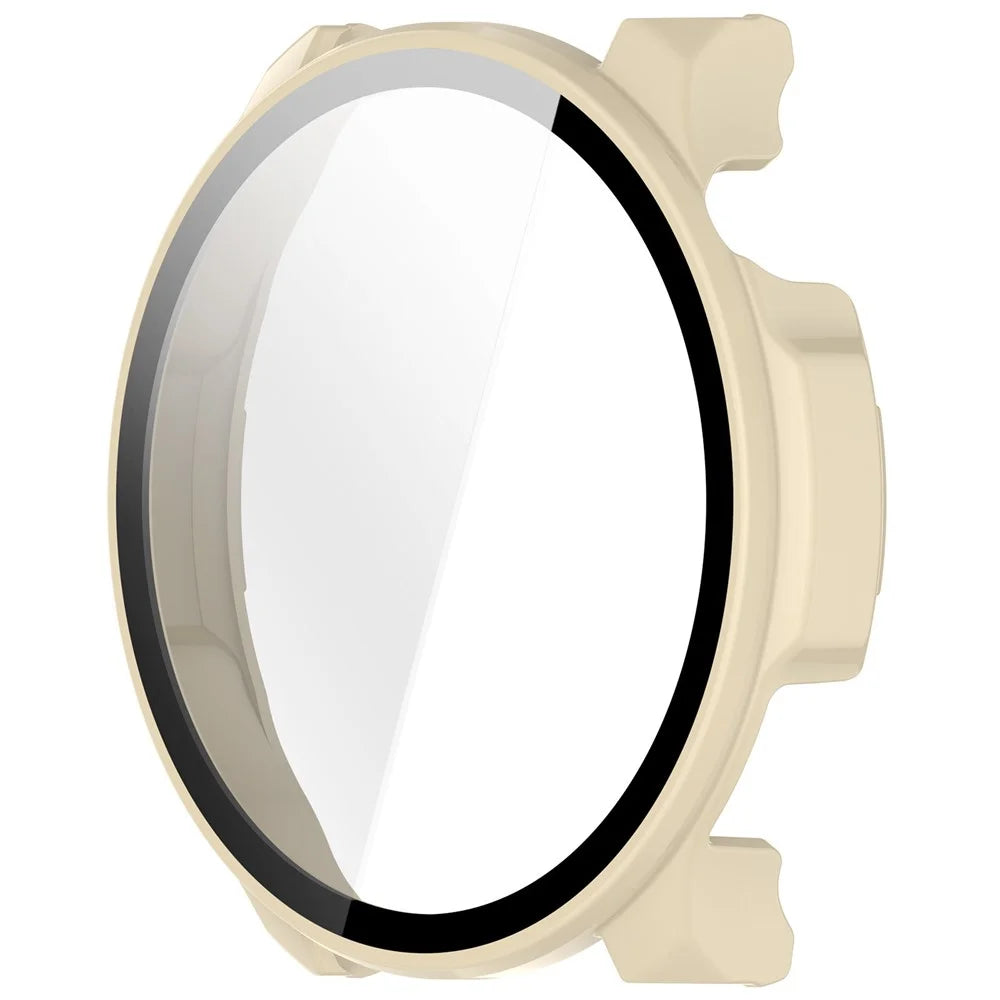 For Huami Amazfit Balance 2 (A2429) Hard PC Watch Protective Case with Tempered Glass Film - Ivory White - 2