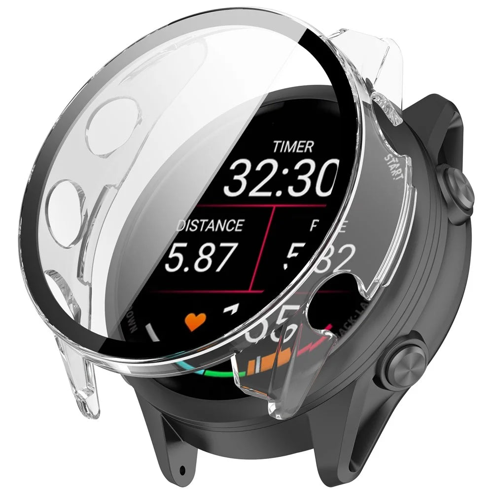 For Garmin Forerunner 970 Hard PC Watch Protective Case with Tempered Glass Film - Black - 2