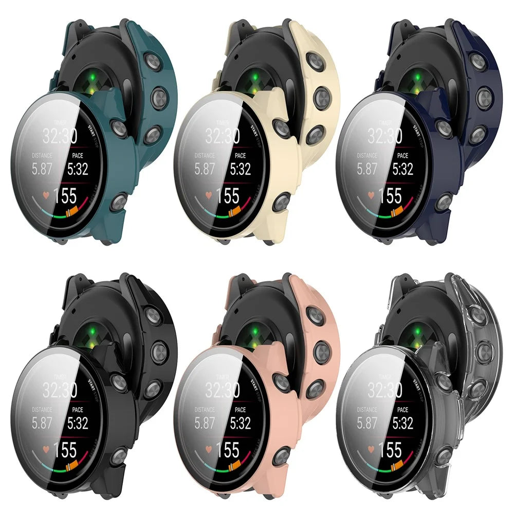 For Garmin Forerunner 970 Hard PC Watch Protective Case with Tempered Glass Film - Black - 6
