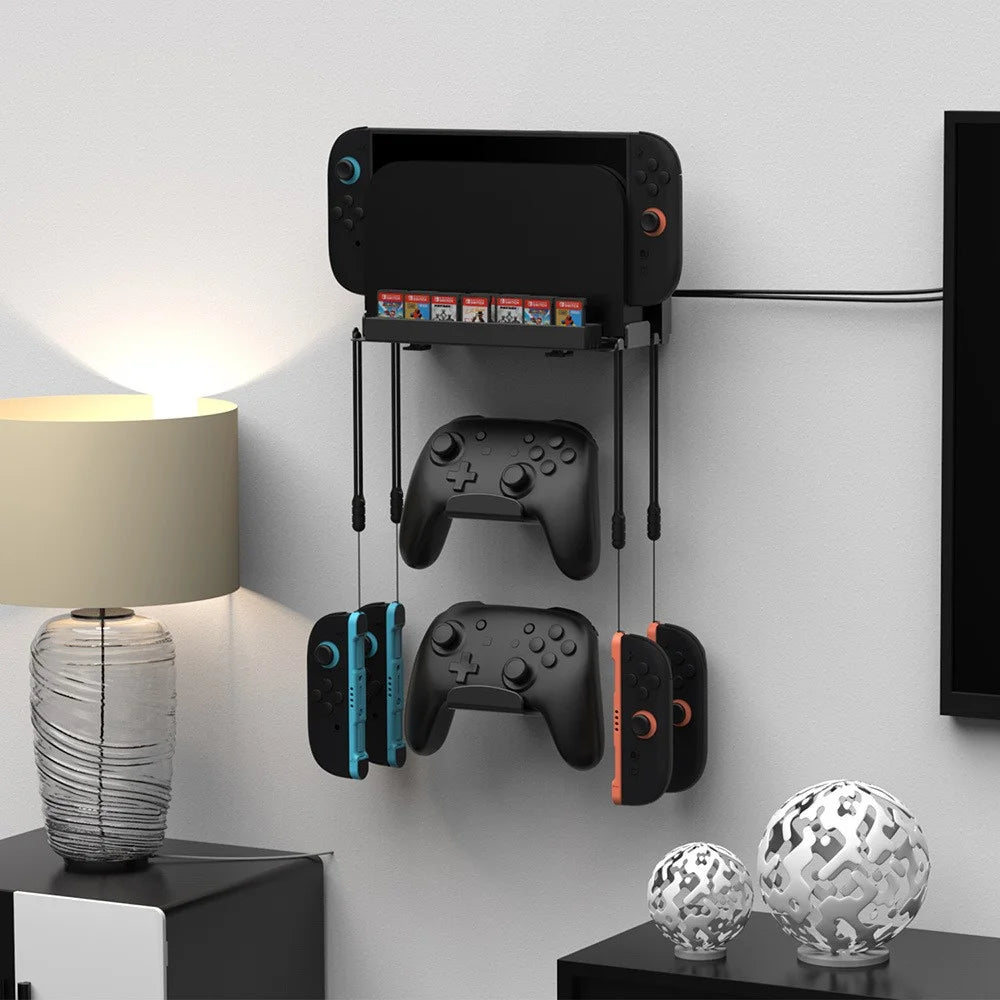 DOBE TNS-31113 Wall Mount Bracket for Nintendo Switch 2 / Switch / OLED Game Controller Hanger with Game Card Storage - 4