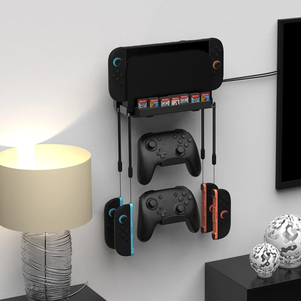 DOBE TNS-31113 Wall Mount Bracket for Nintendo Switch 2 / Switch / OLED Game Controller Hanger with Game Card Storage - 5
