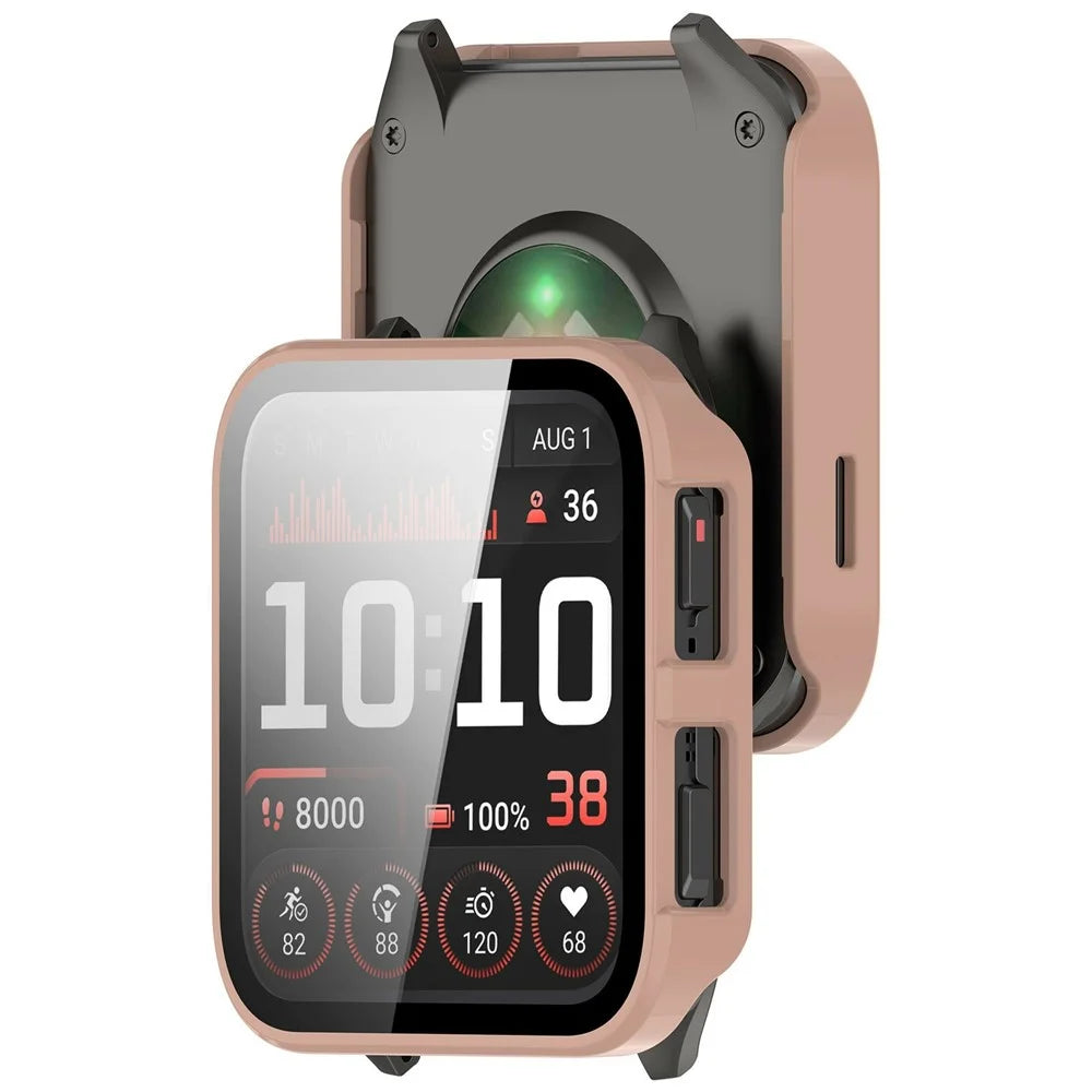 For Garmin Venu X1 Hard PC Watch Protective Case with Tempered Glass Film - Pink - 2