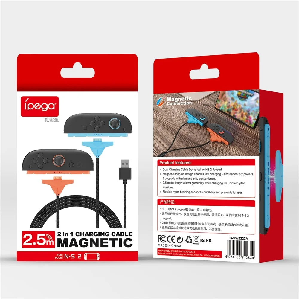 IPEGA PG-SW2227A 2.5m 2 in 1 Magnetic Splitter Charging Cable for Nintendo Switch 2 Left and Right Joy-Con - 6