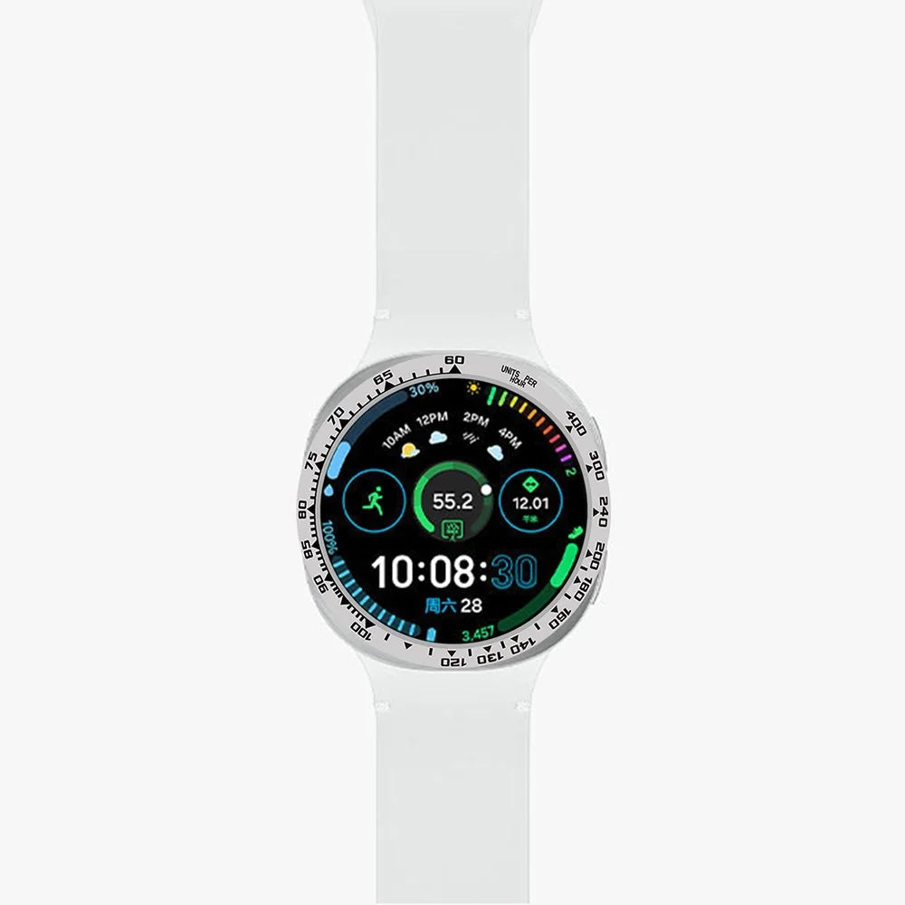 Style B For Samsung Galaxy Watch8 40mm Watch Bezel Aluminum Alloy Protective Ring - Black / White Markings - 4