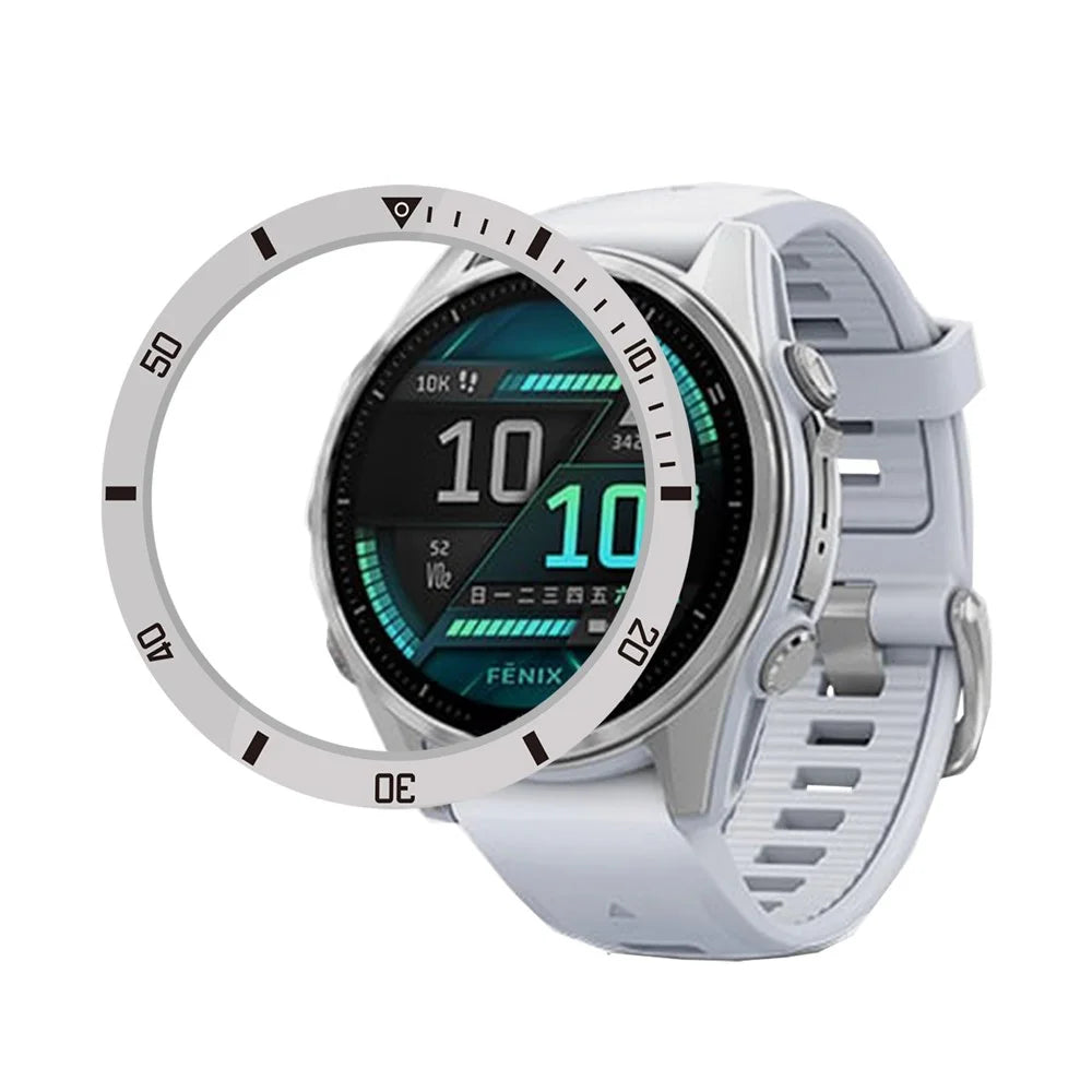 Style A For Garmin Fenix 8 AMOLED 47mm Watch Bezel Aluminum Alloy Protective Ring - Silver / Black Markings - 2