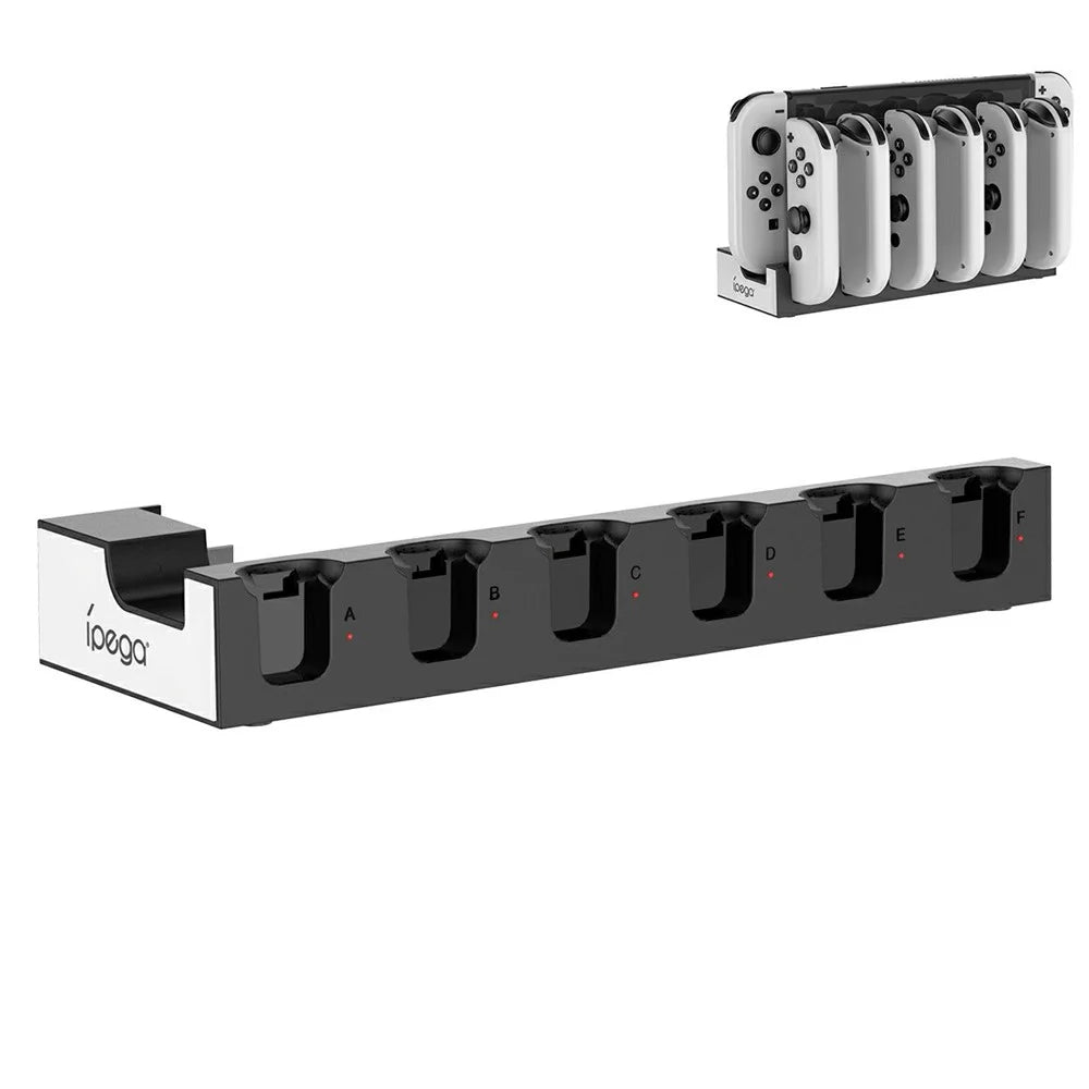 IPEGA PG-SW129 For Nintendo Switch / Switch OLED 6 in 1 Charger Dock Joy-Con Charging Station - Black / White - 1