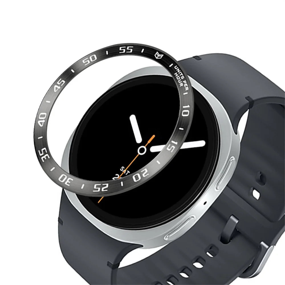 Type A for Samsung Galaxy Watch8 44mm Bezel Ring Metal Bezel Styling Dial Protective Case Cover - Black / White Characters - 1