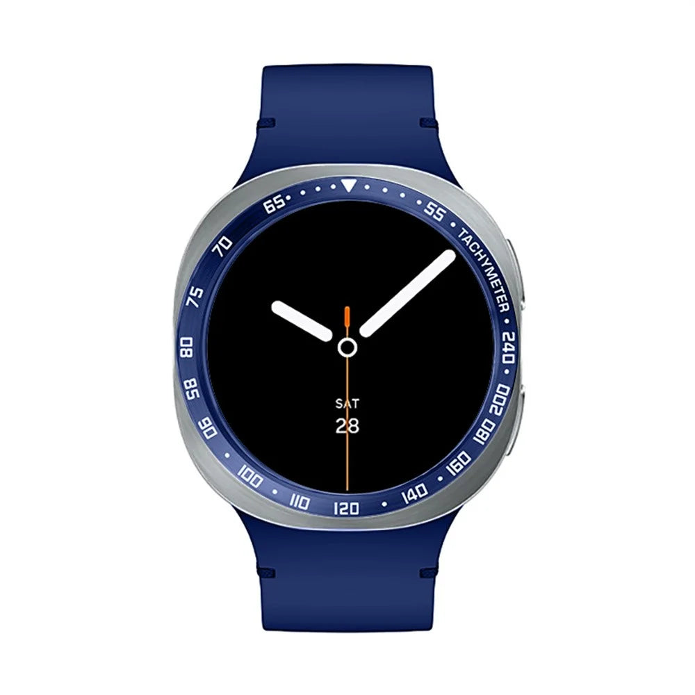 Type E for Samsung Galaxy Watch8 44mm Bezel Ring Anti Scratch Metal Watch Bezel Loop - Blue / White Characters - 2
