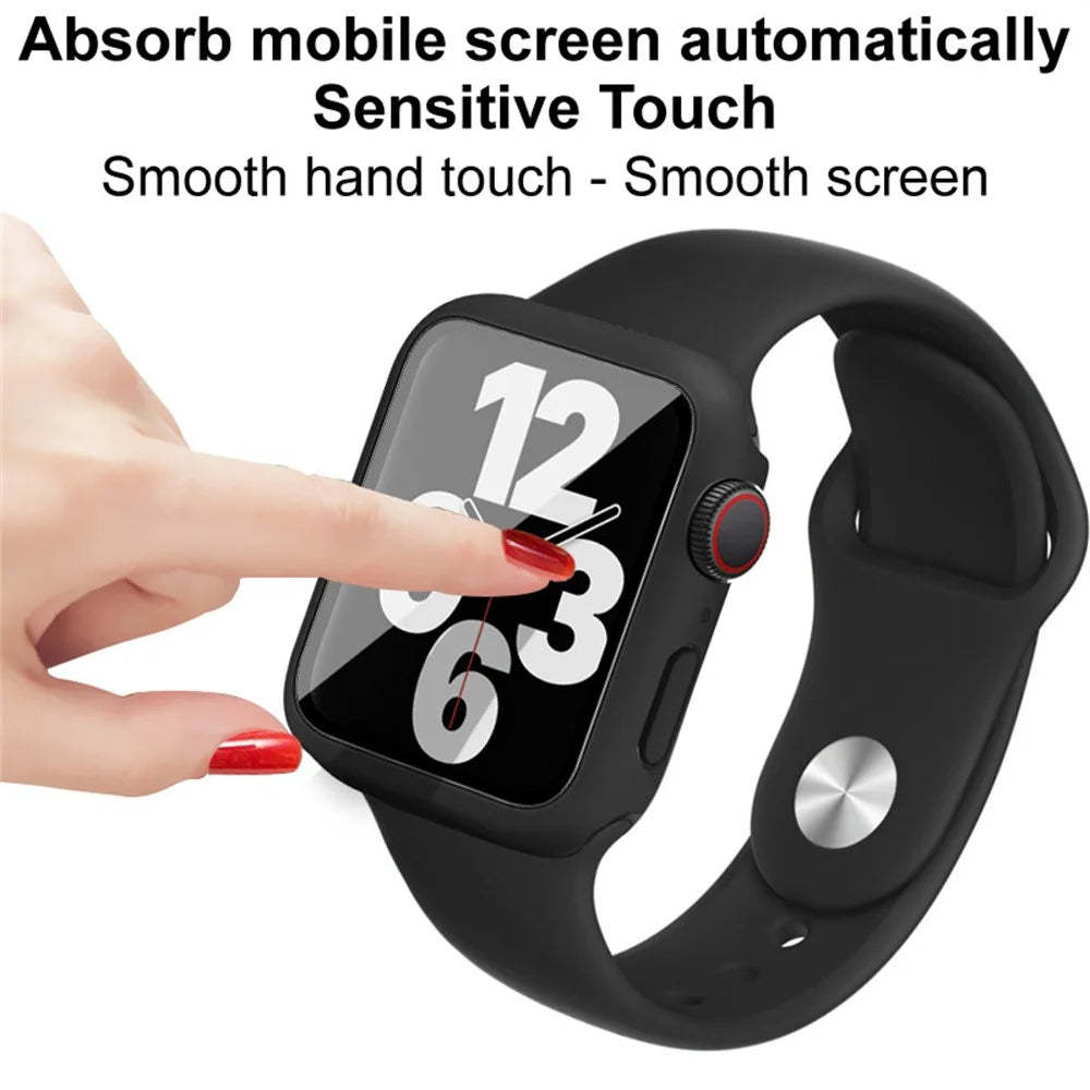 IMAK For Apple Watch SE 3 / 2 / 1 40mm Silicone Watch Strap with PC Watch Case and Tempered Glass - Green - 5