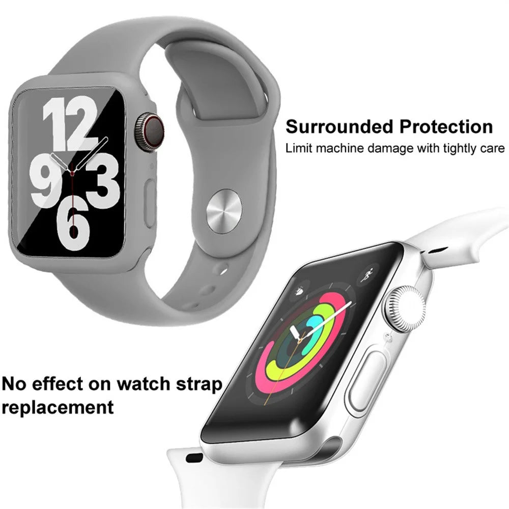 IMAK For Apple Watch SE 3 / 2 / 1 40mm Silicone Watch Strap with PC Watch Case and Tempered Glass - Green - 7