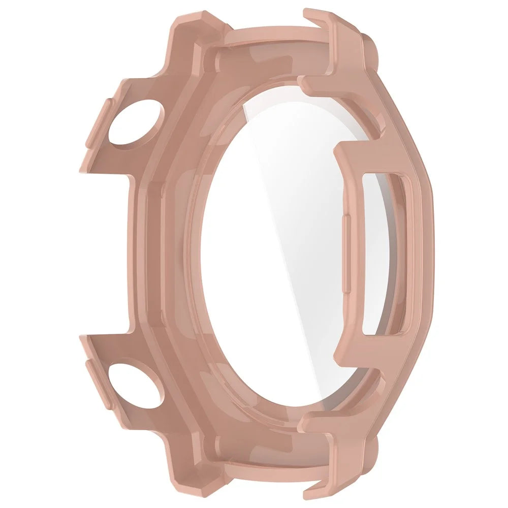 For Huami Amazfit T-Rex 3 Pro 48mm Watch Case PC Frame Cover with Tempered Glass Screen Film - Pink - 3