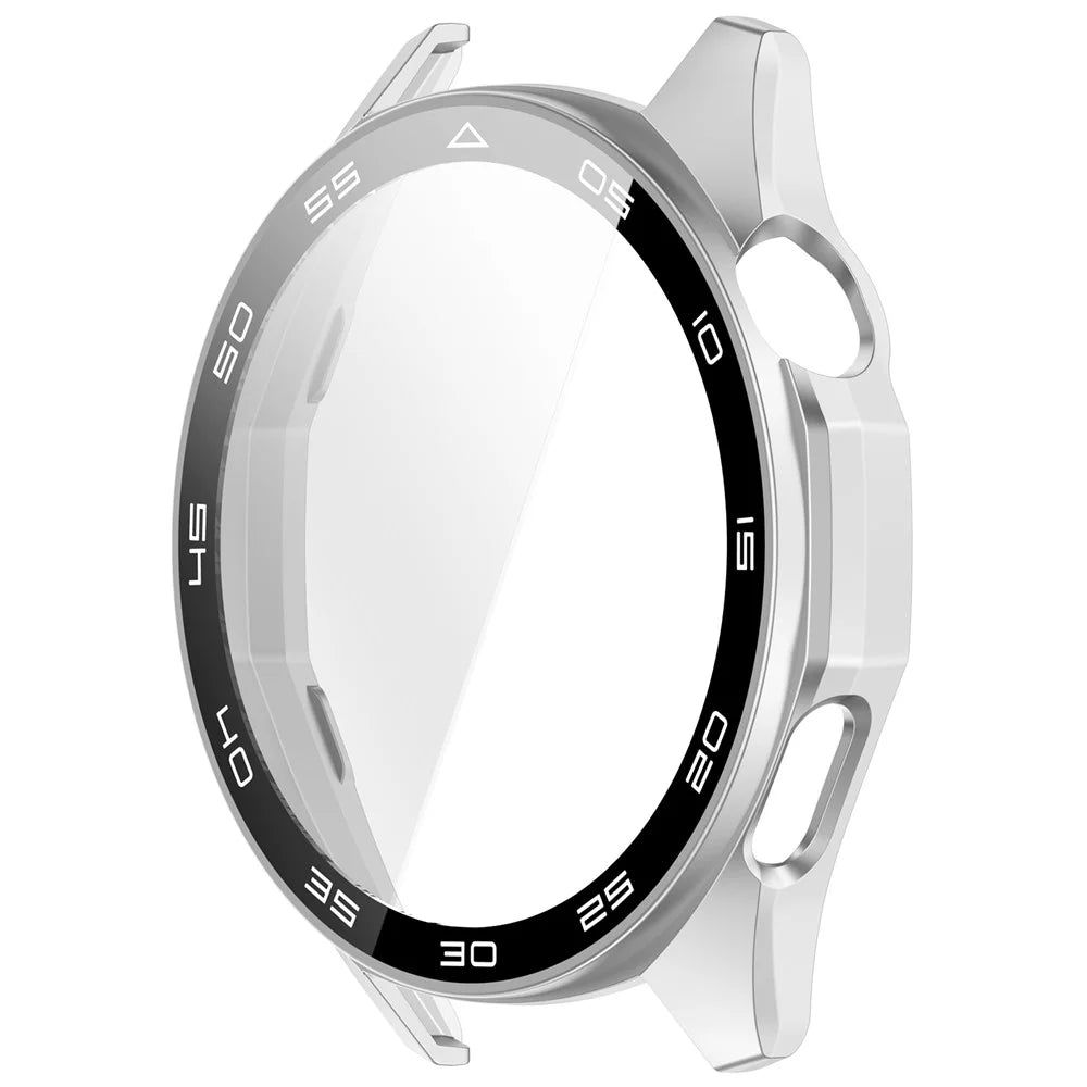 For Huawei Watch GT 6 46mm Protective Case Integrated Scale Design PC Watch Cover with Tempered Glass Film - Silver - 2