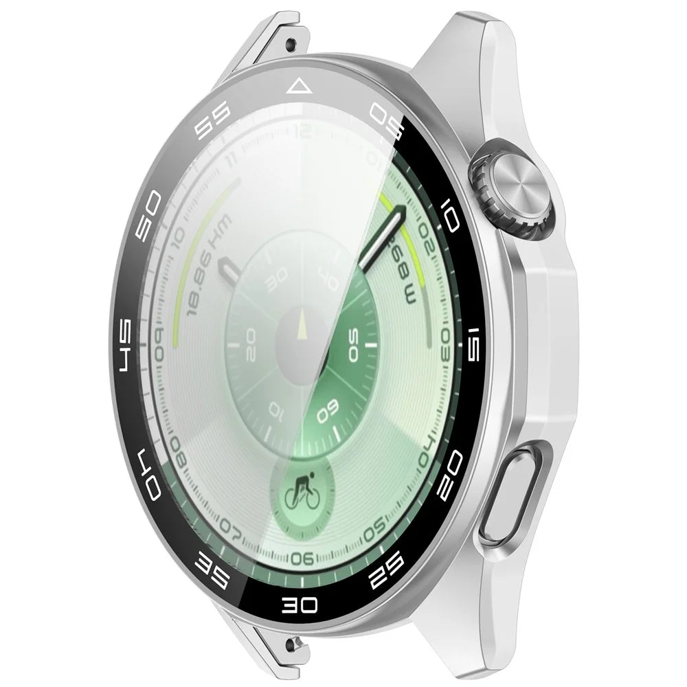 For Huawei Watch GT 6 46mm Protective Case Integrated Scale Design PC Watch Cover with Tempered Glass Film - Silver - 5