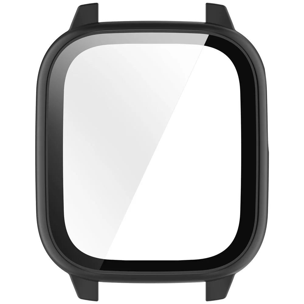 For Cosmo JrTrack 5 Case PC Frame Watch Cover with Tempered Glass Screen Film - Black - 4