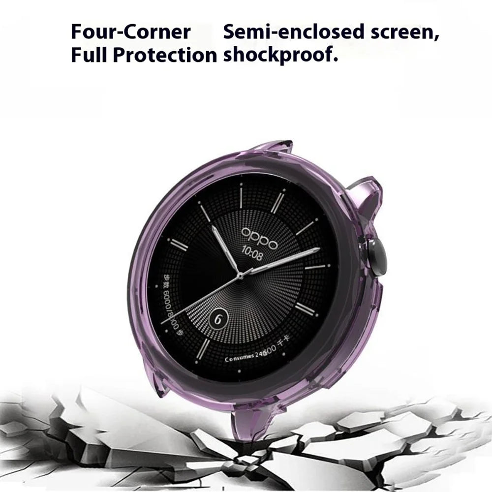 For Oppo Watch X2 Mini Protective Watch Case TPU Hollow Cover - Transparent Purple - 4