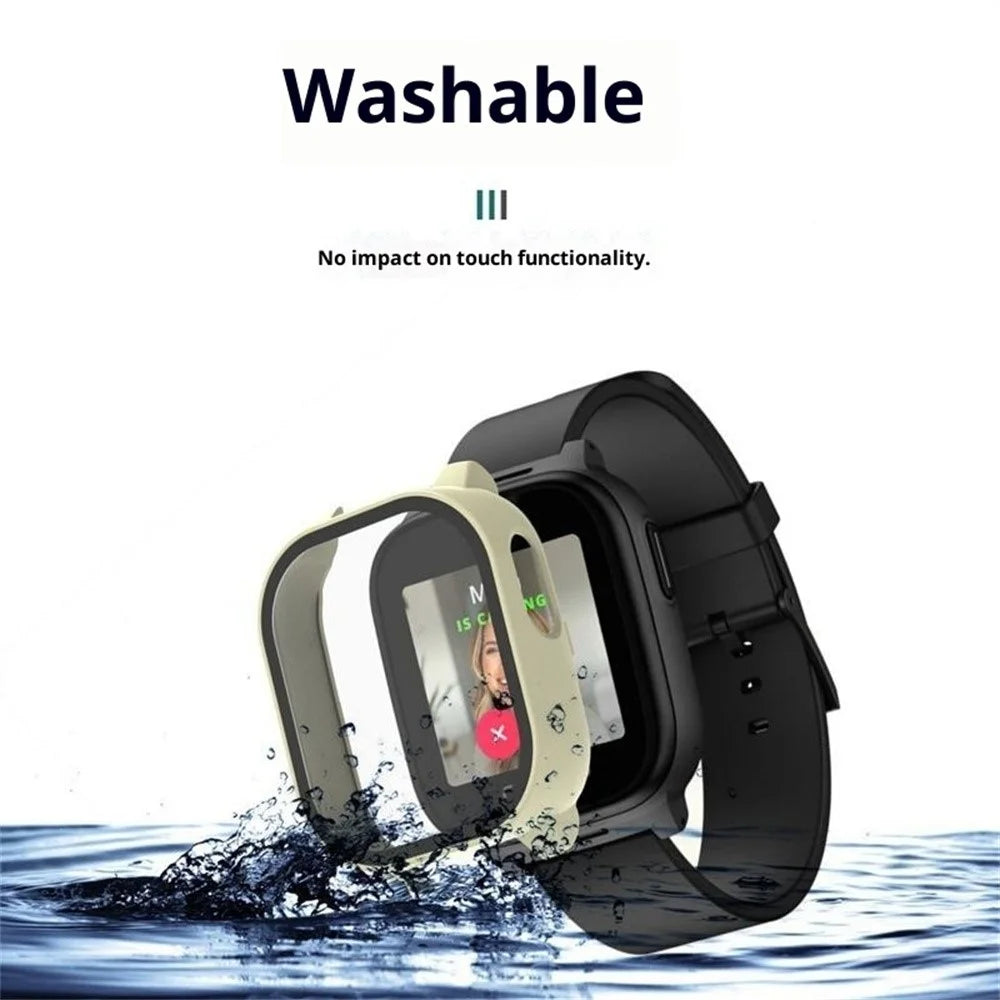 For Cosmo JrTrack 5 Kids Smart Watch Hard PC Watch Protective Case with Tempered Glass Film - Black - 2
