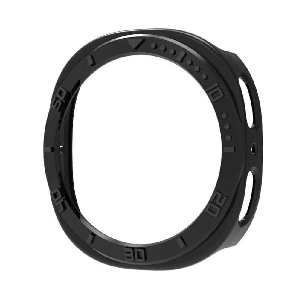 For Samsung Galaxy Watch8 44mm Case Half Coverage Hollow-Out PC Protective Watch Frame - Black - 1