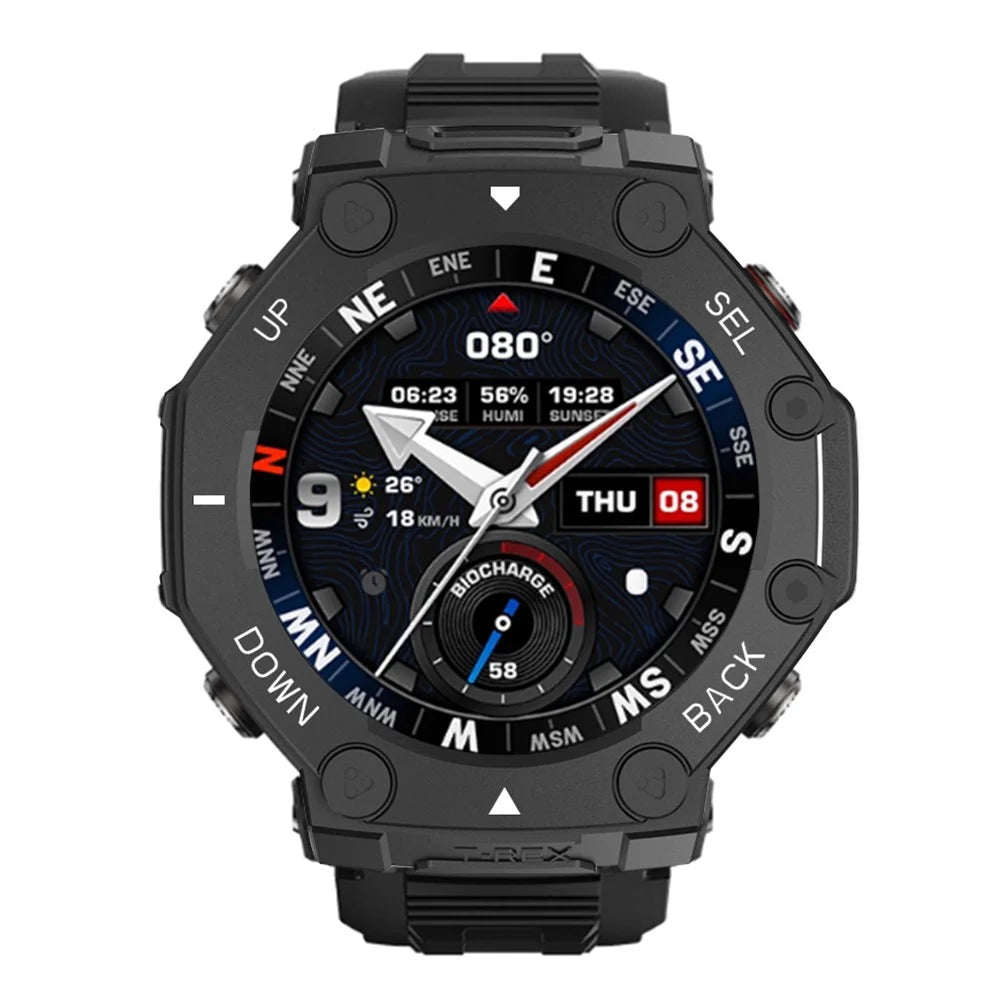 For Huami Amazfit T-Rex 3 Pro 48mm Watch Case Anti Scratch Armor Design Sanded Hard PC Watch Protective Cover - Black+White - 5