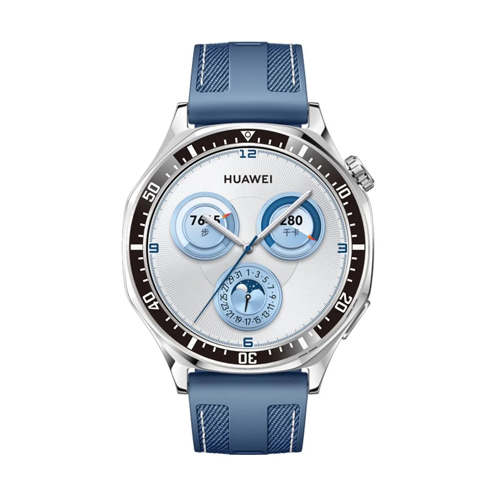 For Huawei Watch GT 5 46mm Bezel Ring Anti Scratch Aluminum Alloy Adhesive Cover - Black / White Characters - 5