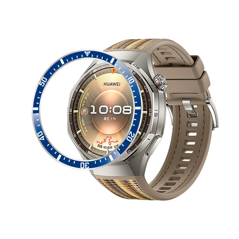 For Huawei Watch GT 6 Pro 46mm Bezel Ring Anti Scratch Aluminum Alloy Adhesive Cover - Blue / White Characters - 1