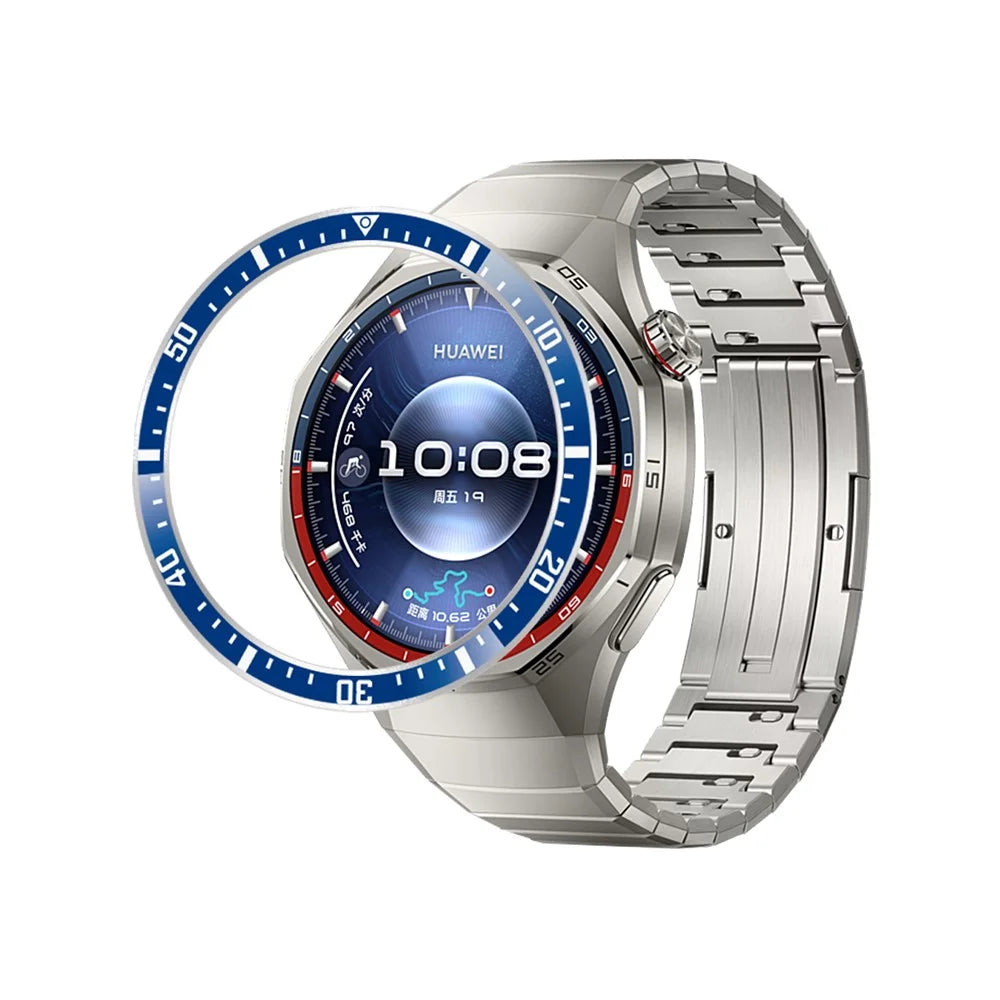 For Huawei Watch GT 6 Pro 46mm Bezel Ring Anti Scratch Aluminum Alloy Adhesive Cover - Blue / White Characters - 4