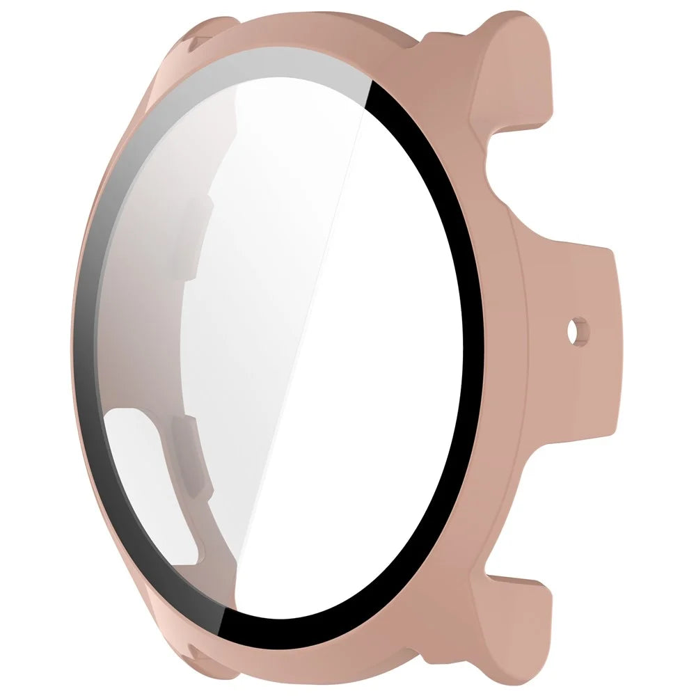 For Coros Pace 4 Case Hard PC Watch Protective Cover with Tempered Glass Film - Pink - 4