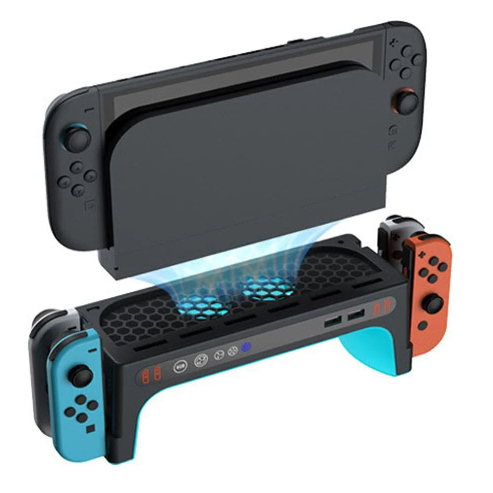 DOBE FOMIS ELECTRONICS TNS-51100 For Nintendo Switch 2 / Switch Console Dock Cooling Fan Controller Charging Stand with RGB Lights Game Card Storage - Black - 1