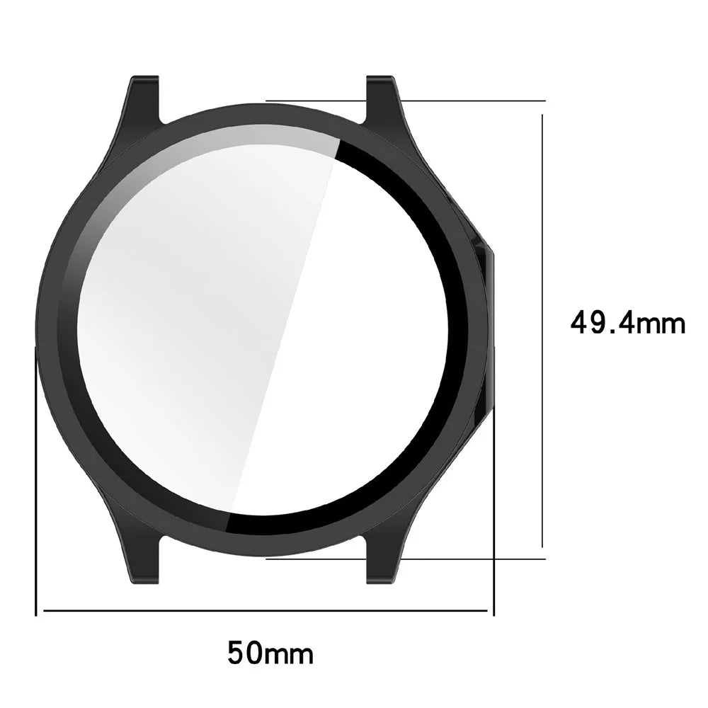 For Oppo Watch X3 / OnePlus Watch 4 Case Hard PC Watch Protective Cover with Tempered Glass Film - Black - 3