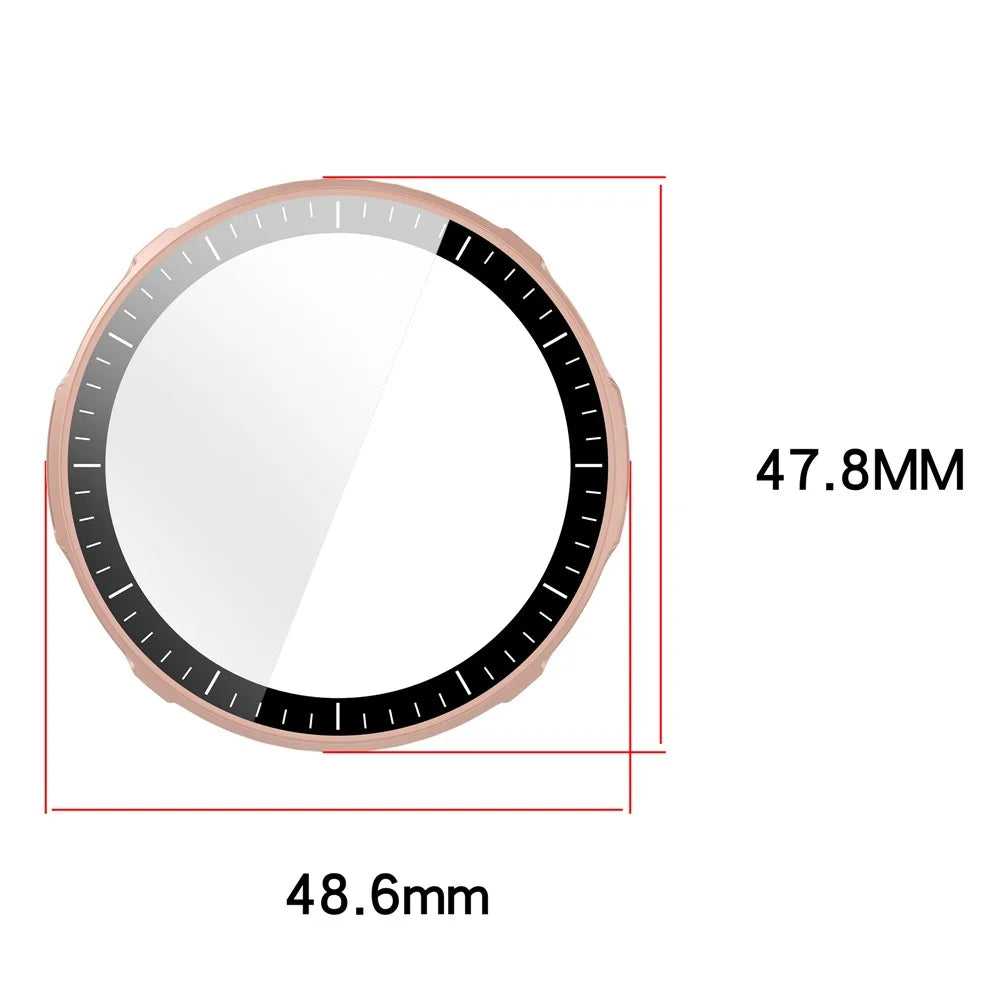 For Huami Amazfit Active 3 Premium Case Hard PC Watch Protective Cover with Tempered Glass Film - Glossy Black - 7