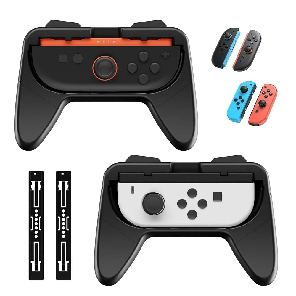 For Nintendo Switch OLED / Switch 2 2Pcs Gaming Controller Grips Ergonomic Comfortable Handheld Holder - Black - 1