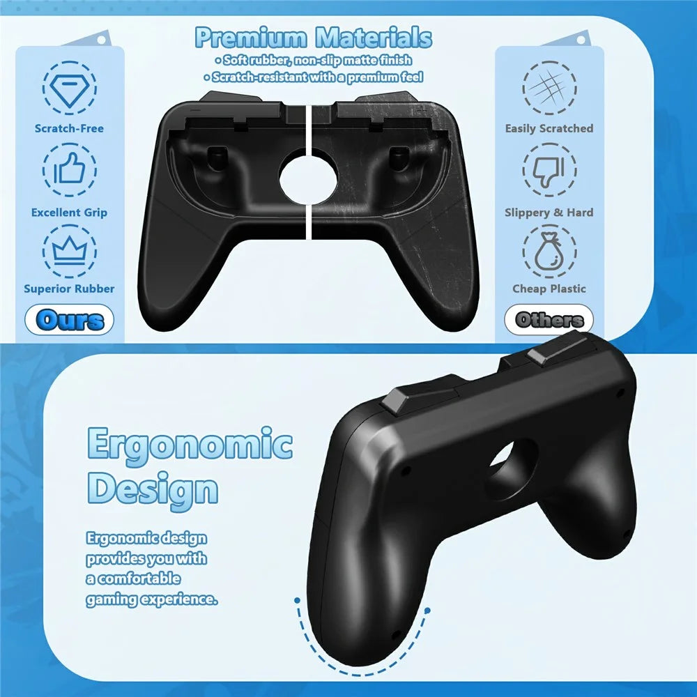 For Nintendo Switch OLED / Switch 2 2Pcs Gaming Controller Grips Ergonomic Comfortable Handheld Holder - Black - 4