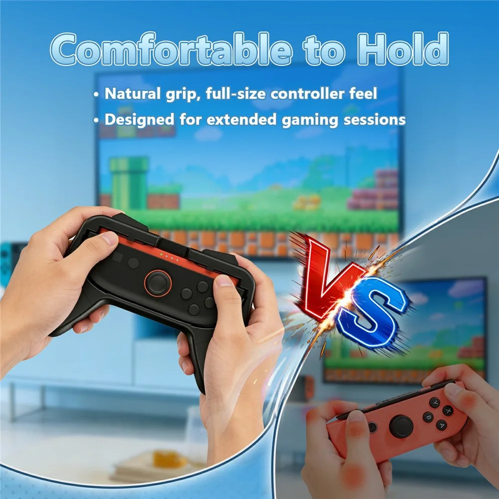 For Nintendo Switch OLED / Switch 2 2Pcs Gaming Controller Grips Ergonomic Comfortable Handheld Holder - Black - 5