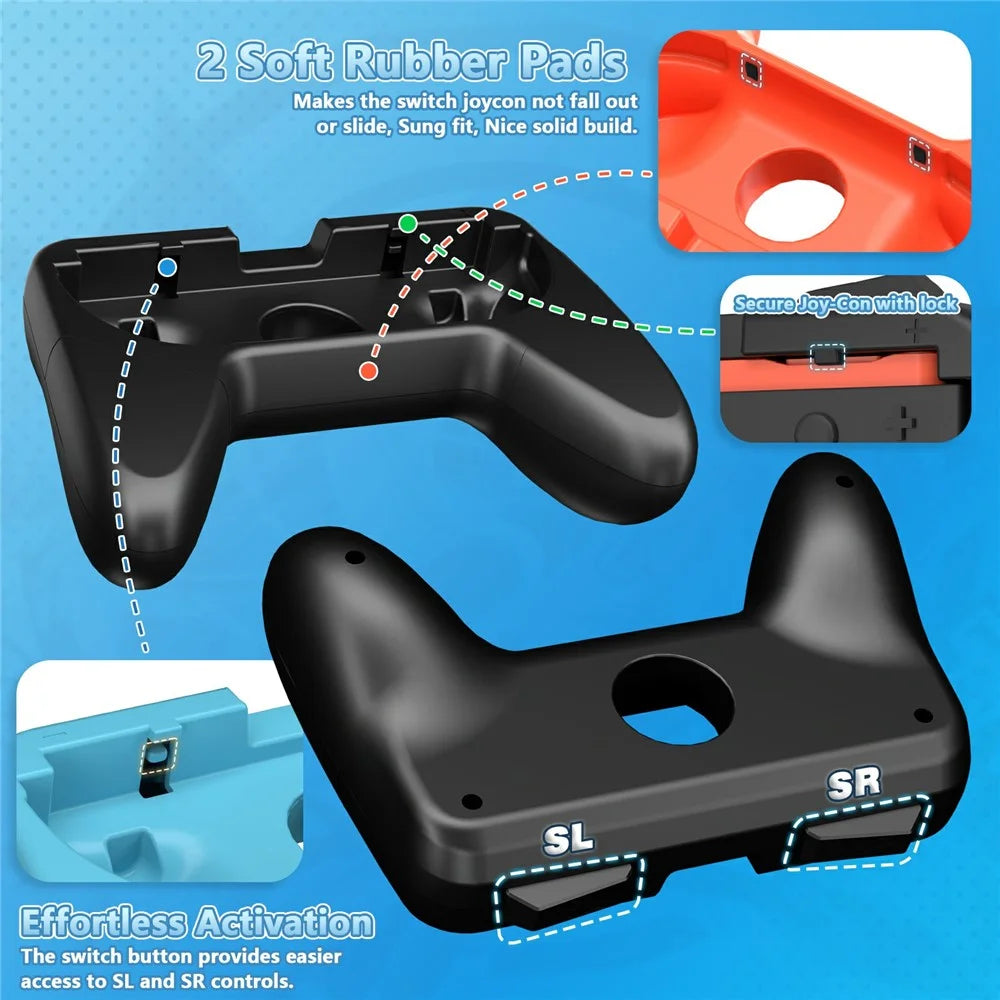 For Nintendo Switch OLED / Switch 2 2Pcs Gaming Controller Grips Ergonomic Comfortable Handheld Holder - Black - 6