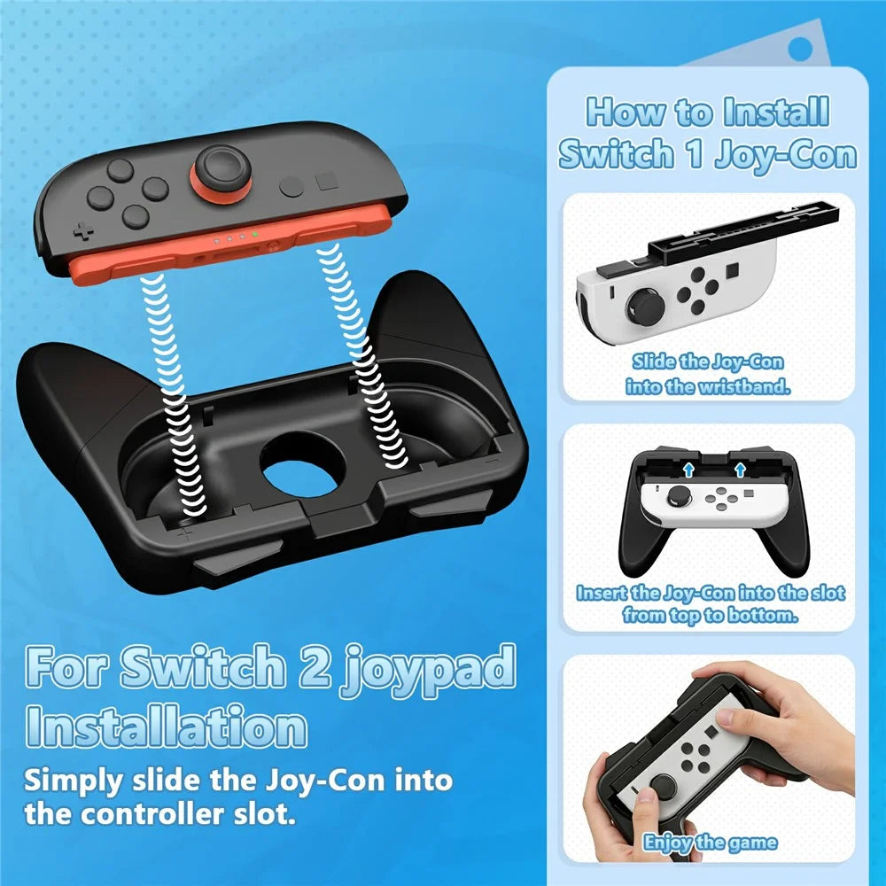 For Nintendo Switch OLED / Switch 2 2Pcs Gaming Controller Grips Ergonomic Comfortable Handheld Holder - Black - 7