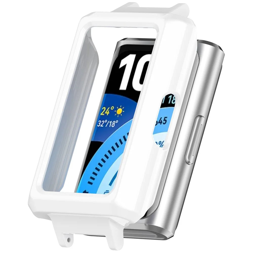 For Huawei Band 11 Pro / 11 Pro NFC Watch Case Hard PC Protective Cover with 12mm Button Cutouts - White - 1