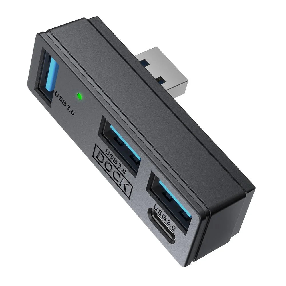 JYS SDM007 4-in-1 USB Hub 3x USB-A 3.0 + 1x USB-C 5Gbps Mini Dock for Steam Machine / PS5 / PC - Black - 1