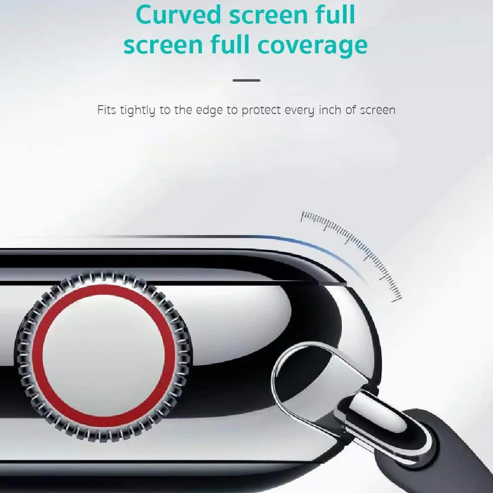 COTECI 24001 PET Screen Protector for Apple Watch Series 9 / 8 / 7 45mm Soft Edge Full Coverage Film - Black - 3