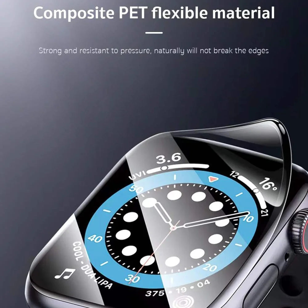 COTECI 24001 PET Screen Protector for Apple Watch SE (2025) / SE (2022) / SE (2020) / SE / Series 6 / 5 / 4 44mm Soft Edge Full Coverage Film - Black - 5