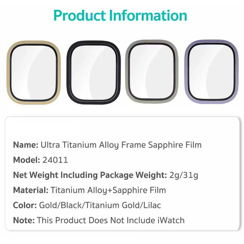 COTECI 24011 Screen Protector for Apple Watch Ultra 3 49mm / Ultra 2 49mm / Ultra 49mm Titanium Alloy Frame with Sapphire Film Full Coverage - Purple - 6