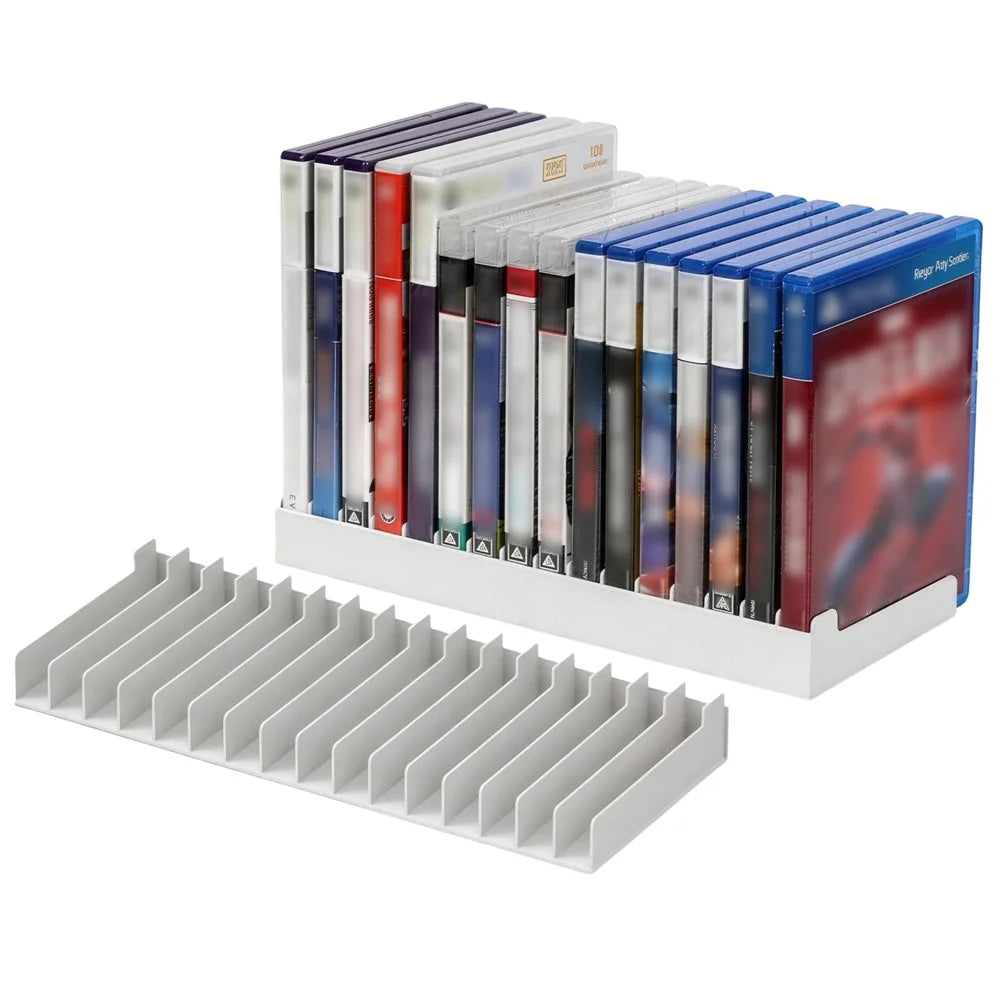 8026 16-in-1 Game Disc Storage Organizer for PS5 / PS4 / Nintendo Switch Universal Disc Holder Desktop Rack - White - 1