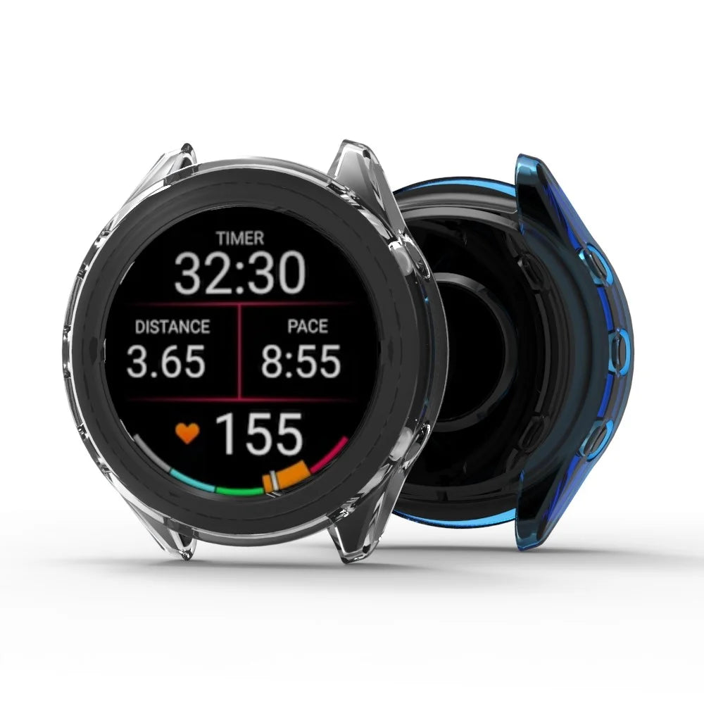 For Garmin Forerunner 170 / Forerunner 70 Protective Case Anti-drop TPU Half Cover Frame - Transparent Blue - 6