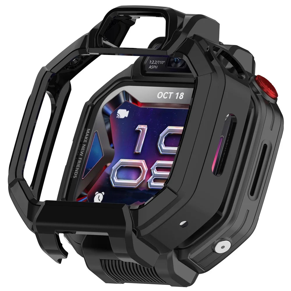 For Huawei Watch Kids X1 / X1 Pro Case Hollow Hard PC Watch Protective Cover with Tempered Glass Screen Protector - Black - 2