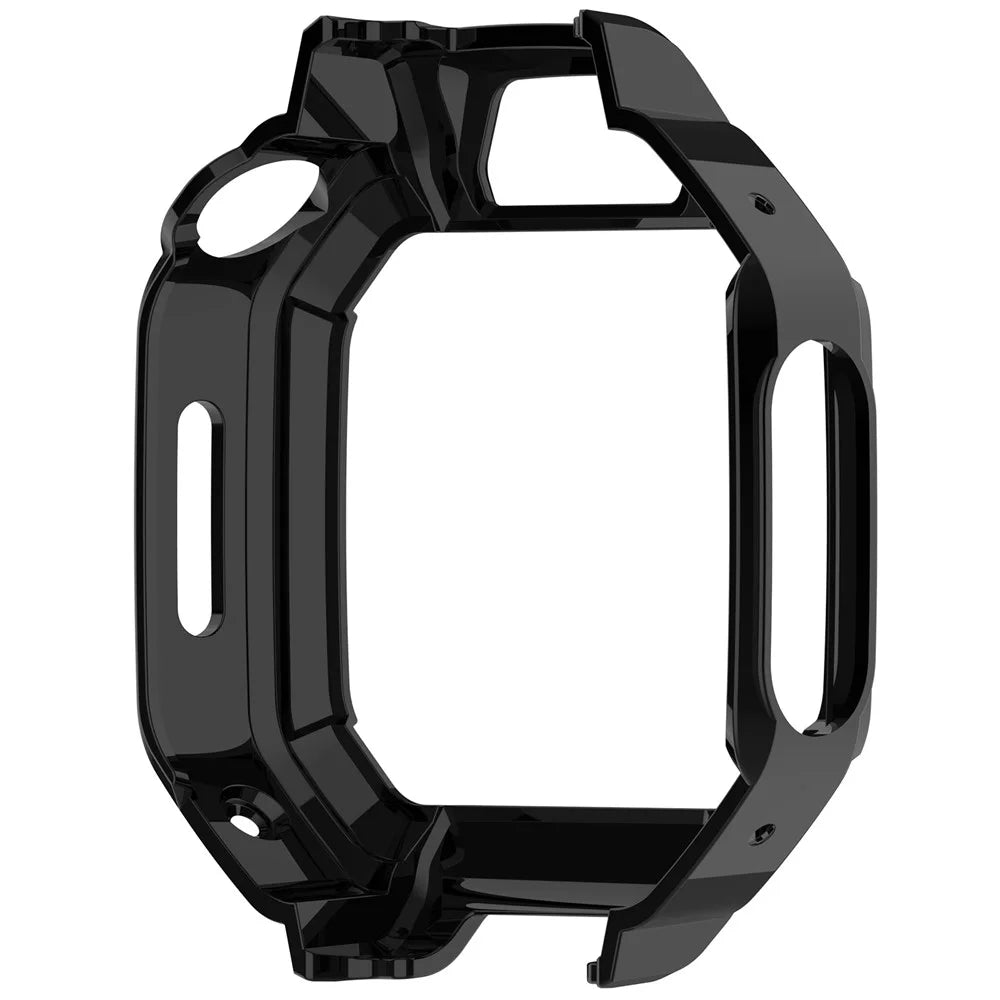 For Huawei Watch Kids X1 / X1 Pro Case Hollow Hard PC Watch Protective Cover with Tempered Glass Screen Protector - Black - 6